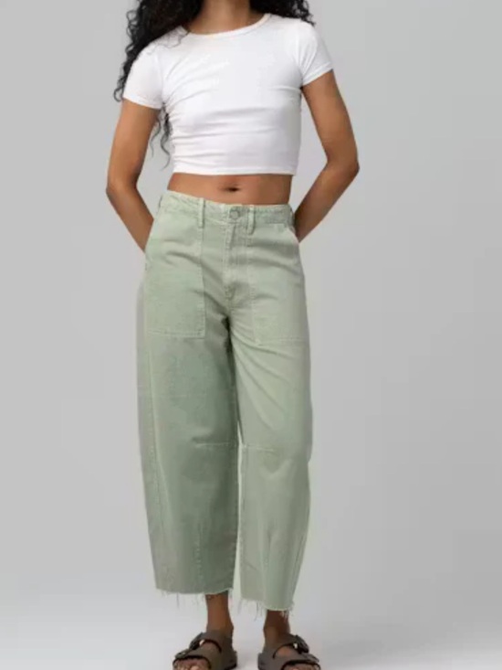 Blank NYC Denim - Blank NYC Barrel Leg High Rise Jeans in Pistachio Tone